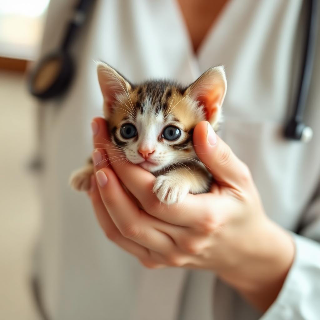 Kitten in vet's hands